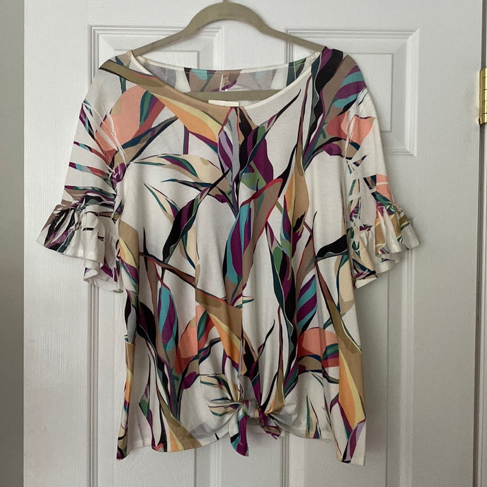 Ruffle Sleeve Tie Front Top